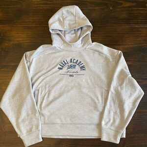 Under Armour Naval Academy Annapolis Cropped Wide‎ Hoodie Heather Gray XL Navy